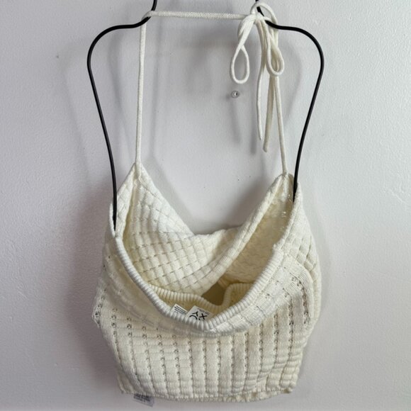 NWOT ROXY Off White Venice Knit Halter Crop Top - Picture 4 of 8